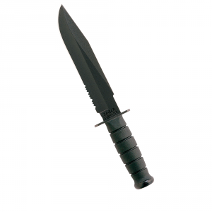 Ka-Bar Fighter Serrated Edge Utility Knife - Black - Fixed Blade - Kabar Knives